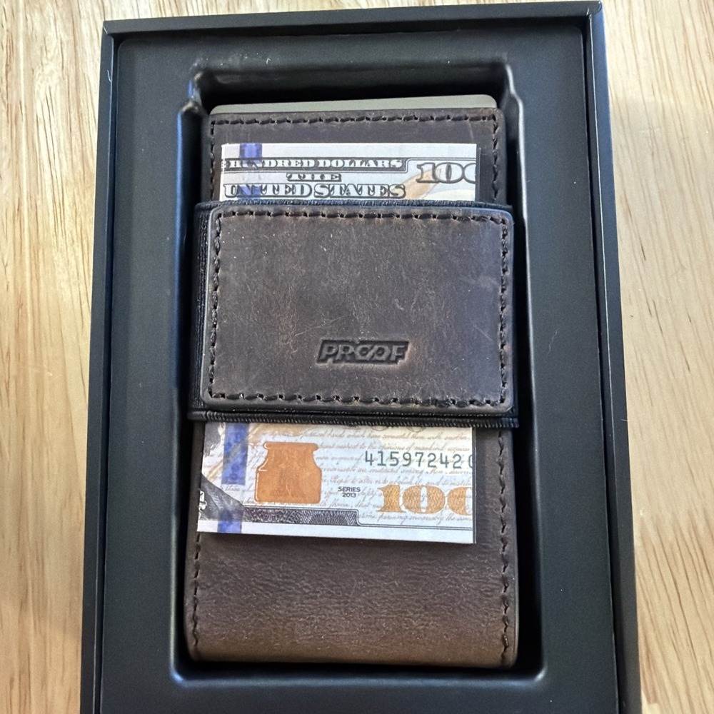Proof Wallet "The Founder" Dark Gunmetal Card Wallet Top-Grain Leather *NEW*